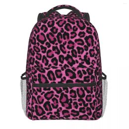 Backpack Funky Leopard Print Women Men Pink Black Spots Backpacks Polyester Cute School Bags Travel Designer Rucksack