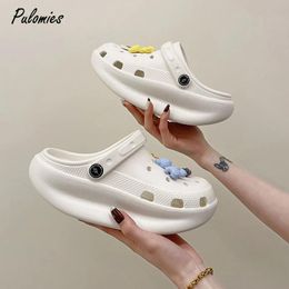 Heels Women Slippers Sandals Platform Clogs Thick Sole EVA Relax Stretching Stovepipe Flip Flops Casual Rocking Shoes For Female
