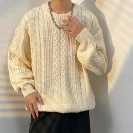 Men's Sweaters Lightweight Round Neck Sweater Men Polyester Cozy Knitted Winter For Thick Long Sleeve Pullover Unisex