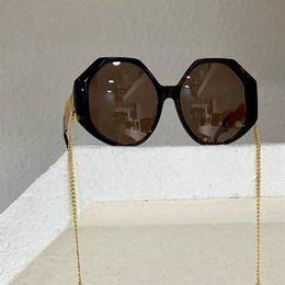 Polygon Shape Sunglasses Gold Black Dark Grey Lens with Chain Sonnenbrille occhiali da sole uv400 protection with box310s
