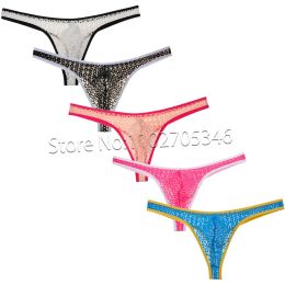 Men's Transparent Lace Bikini Thongs Underwear Sexy String Tangas Pouch G-String Pouch Panties Breathable Sex Thong