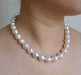 Gorgeous AAAAA 1011mm Round Akoya White Natural Pearl Necklace 14K Gold Buckle 231221