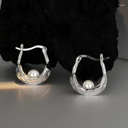 Hoop Earrings MLKENLY Irregular Textured Bead With Small Style S925 Sterling Silver Fashionable And Cool For Women