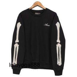 New 24ss Casual Flocking Bone Pattern Tshirt Mens Sweatshirt Hoodie fashion brand Japanese Korean Streetwear Men womens Sweatshirt Hoodie