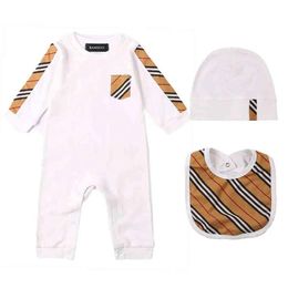 Rompers New 2021 summer high quality fashion newborn baby clothes cotton Long sleeve Toddler new born baby boys girls rompers Bibs hats G2