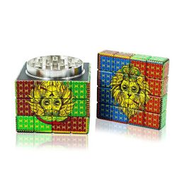 Herb Grinder Smoking Accessories Chromium Crusher Grinder Cnc Teeth 60Mm 4 Layer Magic Cube Metal Mtiple Patterns Herb Bong Drop Deliv Dhtlv