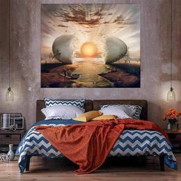 Paintings SUNRISE BY THE OCEAN Huge Oil Painting On Canvas Home Decor Handcrafts /HD Print Wall Art Pictures Customization is acceptable 210