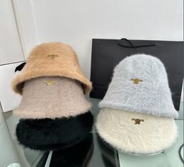Fur Bucket Hat Autumn and Winter Spring and Autumn Bucket Hats New Women's Face-Looking Small Simple