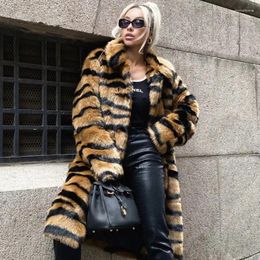 Women's Fur Faux Coat Winter Ladies Thick Long Turn Down Plush Warm Fleece Jacket Casual Teddy Woman 2023