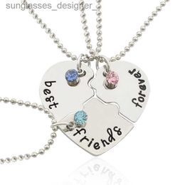 Pendant Necklaces Korean Fashionable Women Necklac Chain 3 Piece Set Best Friend Friendship Pendant Bff Matching Necklace JewelryL231222