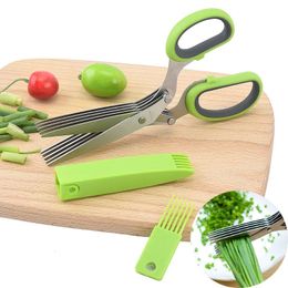 5 Layers Vegetable Scissors Stainless Steel Kitchen Scissors Minced Scallion Shredded Herb Rosemary Chopped Cutter Tool 231221