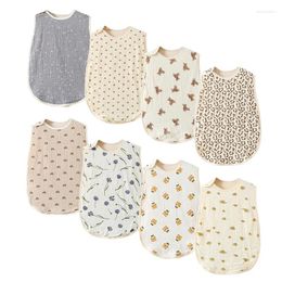 Blankets 6 Layers Gauze Sleeveless Soft Born Baby Sleeping Bag Cotton Warm Wearable Blanket Print Vest Sleep Sack