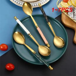 Spoons 1-7PCS Marble Pattern Dessert Spoon Creative Handle Nordic European-style Coffee Kitchen Accessories Imitation