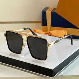 Gold Metal Square Sunglasses Men Dark Grey Designer Sunglasses Summer Sunnies Occhiali da sole UV400 Eyewear with Box271G