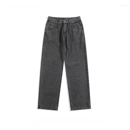 Men's Jeans Japanese Style Casual Solid Colour Straight Hong Kong Retro Slimming Wide-leg Denim Pants Male Clothing