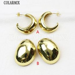 Stud 10 Pairs Gold Plated Smooth Metallic Stud earrings Classic Design Fashion Jewellery Women Gift Round Earrings 30783 231222