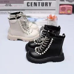 Boots Girls Autumn Soft Leather Kids Shoes 2023 Trend Fashion Winter Warm Plush For Casual Princess