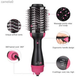 Hair Curlers Straighteners Electric Hair Straighter Comb 3 in 1 Multifunction Negative Ion Hair Dryer and Volumizer Hair Curler Brush Wet And Dry UseL231222