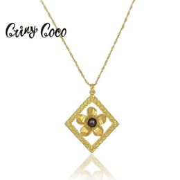 Hawaiian Plumeria Pendant Necklace Fashion Gold Flower Long Chains Necklaces Women's Alloy Jewellery Wedding Gift for Women 202278z