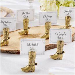 Party Decoration Cowboy Boot Place Card Holder Table Centerpiece Wedding Bridal Shower Favors Seat Number Holders Drop Delivery Home G Dhot1