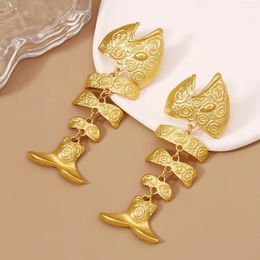 Dangle Earrings Vintage Trend Golden Fish-bone Wholesale