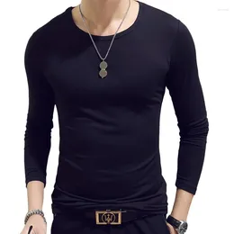 Men's T Shirts Wholesale Spring And Autumn Solid Colour Long Sleeved T-shirt Slim V Collar Shirt For Men Pure White