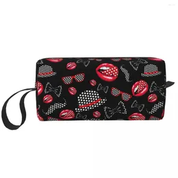 Cosmetic Bags Retro Lip Bag For Women Makeup Cartoon Travel Water Resistant Toiletry Organiser Storage