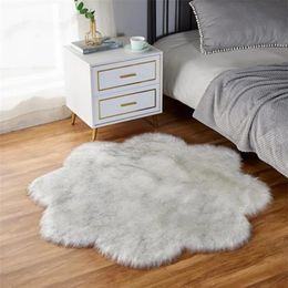 White Grey Petal Shaped Rugs for Bedroom Living Room Plush Carpet Anti-Slip Floor Mat Soft Shaggy Fur Rugs Kids Child Home Decor 231222