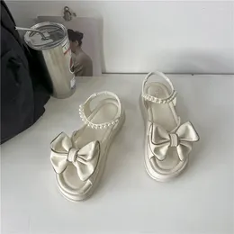 Dress Shoes Sandals For Woman Bow Footwear With Medium Heels Summer 2023 Wedge Platform Waterproof Women's Open Toe F Wholesale Sandal