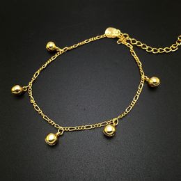Trendy 24k gold plated Anklets for women Fascinating Rhythm small bell foot Jewellery barefoot sandals chain250a