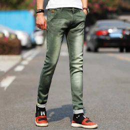 Men's Jeans New Fashion Men's Jeans Light Green Colour Stretch Casual Straight Slim Fit Multicolor Skinny Jeans Men Cotton Denim Trousers J231222