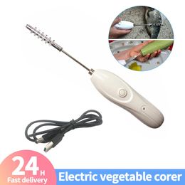 Stainless Steel Electric Scale Scraper Vegetable Corer Slicer Spiral Cutter Fruit Corer Peeler Stem Remover Blades Kitchen Tools 231221