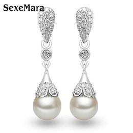 Classic 925 Sterling silver Clear Crystal Long Drop Earrings Teardrop Bridal Party Wedding Jewellery for Women Whole286v