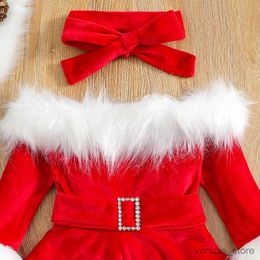 Girl's Dresses 1-7Y Kids Girls Party Princess Dress for Christmas Baby Furry Velvet Long Sleeve A-line Dress with Belt Children Winter Clothing