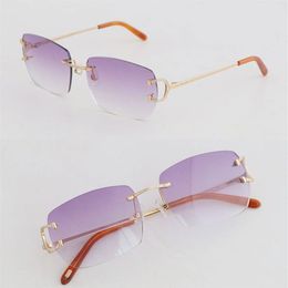 Whole Sell Rimless Fashion Sunglasses Woman Metal Square Adumbral Sunglass Luxury Diamond set glasses Designer Diamond Moissan256B