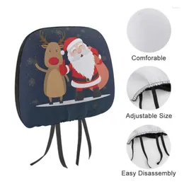 Car Seat Covers Christmas Headrest Cover Top Quality Auto Neck Protector Santa Elk Print Head Rest Decoration