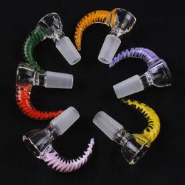 Unique Type Glass Bowl Hookah Smoking Piece 14mm 18mm Male Thick Deep Bowls Ox Horn Colourful Funnel Joint For Bong Dab Rig