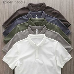 Men's Polos en Solid Colour Shirts for Men Short-Sled Wear Summer Korea Style Plain T-Shirts Men's Clothing White Blouse L231222