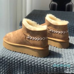 Women Boots Snow Boot Brown Khaki Classic ankle soft booties fur anti-slide Ladies Booties outdoor Winter Warm Shoes