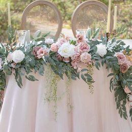 Decorative Flowers 6/8.8FT 270CM Artificial Table Runner Champagne Garland Willow Party Wedding Centrepieces For Garden Bridal Shower