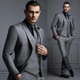 Grey Men Suit Groom Formal Man Suits For Wedding Slim Fit Tuxedos ManJacketVestPants 231221