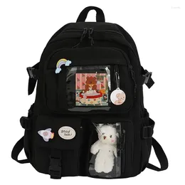 School Bags Cute Women Backpacks Kawaii Schoolbag Girl Multi-pocket Nylon Elementary Casual Junior Student Laptop Book Pack Mochila