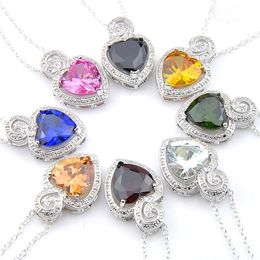 LUCKYSHINE Vintage Jewelry 8 Color Citrine Peridot Topaz Pendants Gems 925 Silver Heart Pendant Jewelry Gift Canada Mexico Jewelry344g