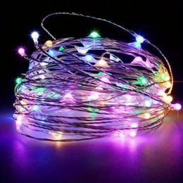 1pc 78.74inch LED Copper Wire String Lights, Holiday Lighting Fairy Garland Lights, For Christmas Tree Wedding Party Decoration, Battery Powered (No Plug)