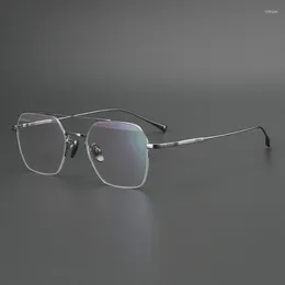 Sunglasses Frames Ultra Light Titanium Eyeglass Frame Anti Blue Double Beam Half Large Face Optical Men's Glasses