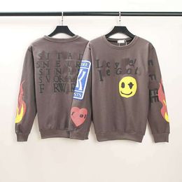 Designer Luxury kanyes Classic Hip hop Limited smiley Face foam printed crew neck sweater for men and women couples Trend hoodie