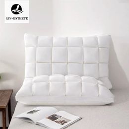 LivEsthete Sleep Gift 100% Goose Down Luxury Pillow Downproof Cotton White Bedding 3D Style Rectangle Queen King Pillows 231221