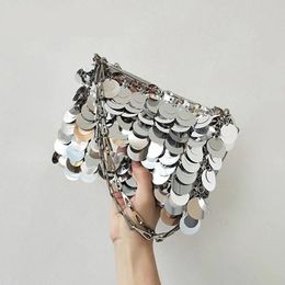 Sequins Handbags Silver Bag Women Small Tote Bag Bling Fashion Lady Bucket Handbags Girls Glitter Purses 231222