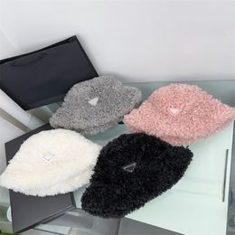 Fashion Bucket Hats Warmth Autumn Winter Faux Fur Fluffy Velvet Fedoras Outdoor Foldable Fisherman Hat Designers Cap