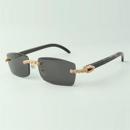 Bouquet Diamond buffs Sunglasses 3524012 with Natural black textured buffalo Horn and Lens 3 0 Thickness2423